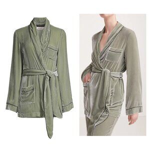 SLEEPING WITH JACQUES $400 Bon Vivant Velvet Robe in Desert Sage size 8 Designer